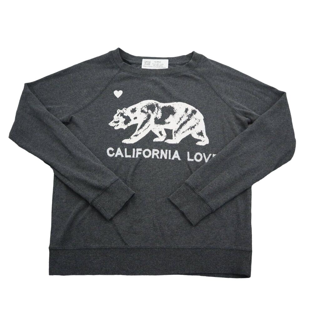 Reflex Sweater Women L Gray California Love Print Long Sleeve Round Neck Outwear